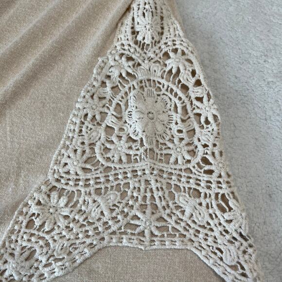 Paper + Tee Women’s Knit Top Sz 3X Beige Crochet Trim Super Soft - Picture 3 of 6